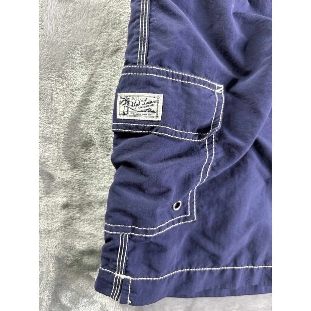 Polo Ralph Lauren Mens XL Blue Beach Ocean Scene Swim Shorts Trunks